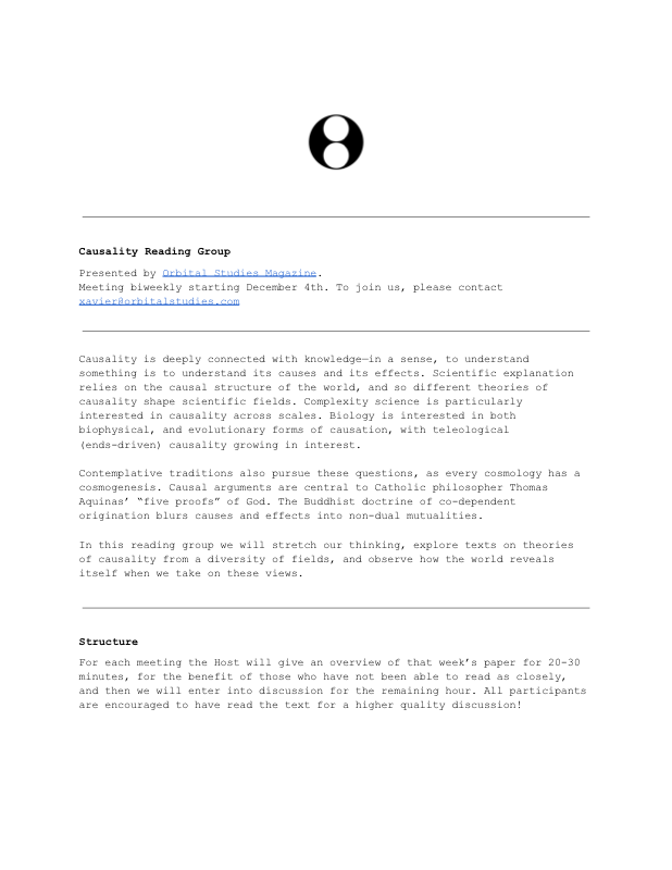 Causality Reading Group syllabus